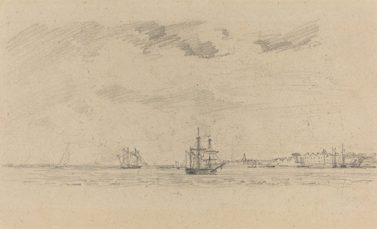 Küstenlandschaft mit Schiffen von Eugène Boudin