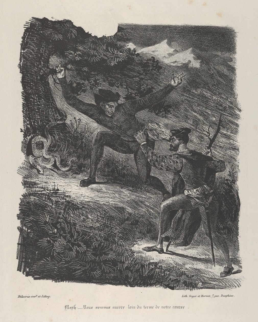 Faust und Mephistopheles im Harzgebirge Goethe, Faust, 1825-27 von Eugène Delacroix