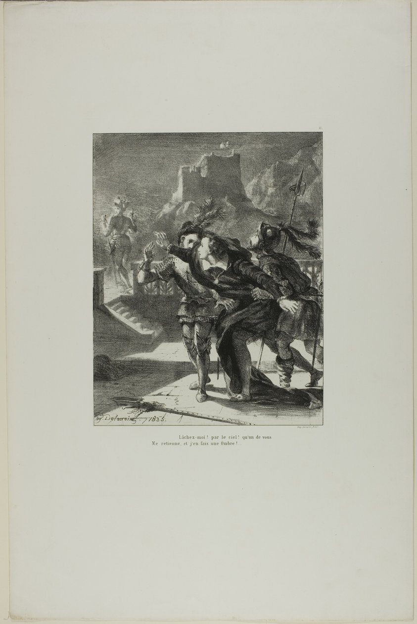 Hamlet verfolgt den Geist seines Vaters, Platte 2 aus Hamlet von Eugène Delacroix