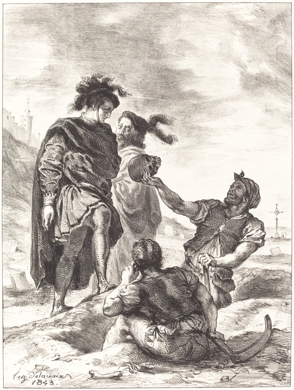 Hamlet und Horatio vor den Totengräbern (Akt V, Szene I) von Eugène Delacroix