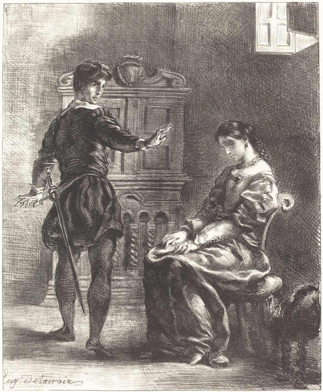 Hamlet und Ophelia Akt III, Szene I von Eugène Delacroix