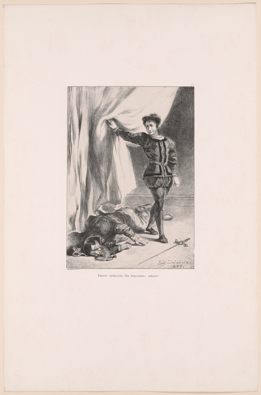 Hamlet und der Körper von Polonius, Platte 11 aus Hamlet von Eugène Delacroix