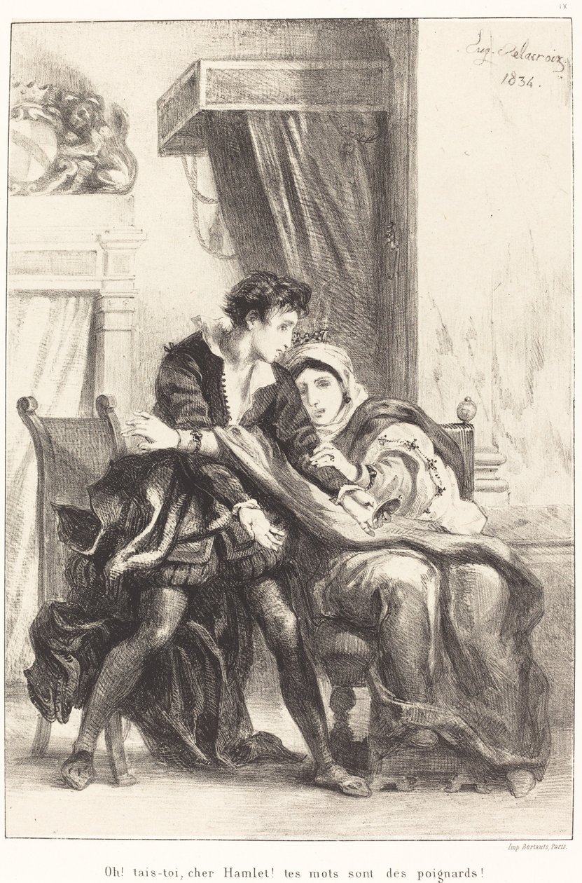 Hamlet und die Königin (Akt III, Szene IV) von Eugène Delacroix