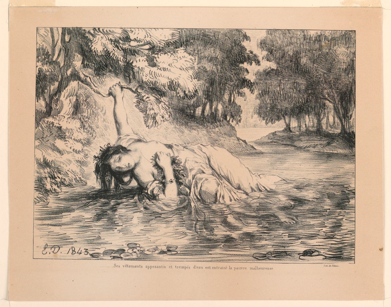 Illustration für Hamlet: Der Tod von Ophelia (IV, 7) von Eugène Delacroix