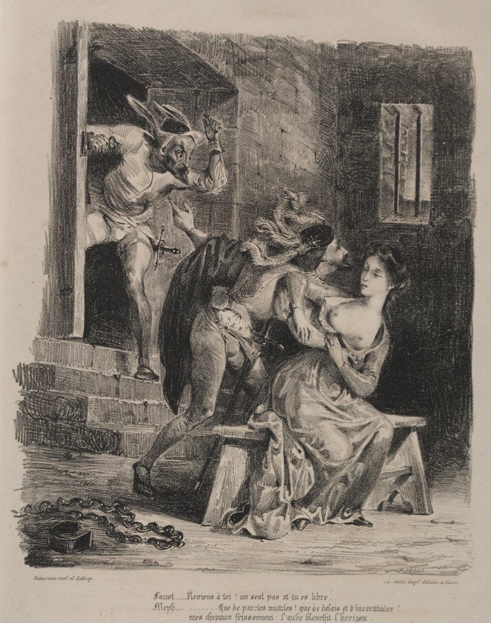 Illustrationen zu Faust: Faust im Gefängnis von Margarete von Eugène Delacroix