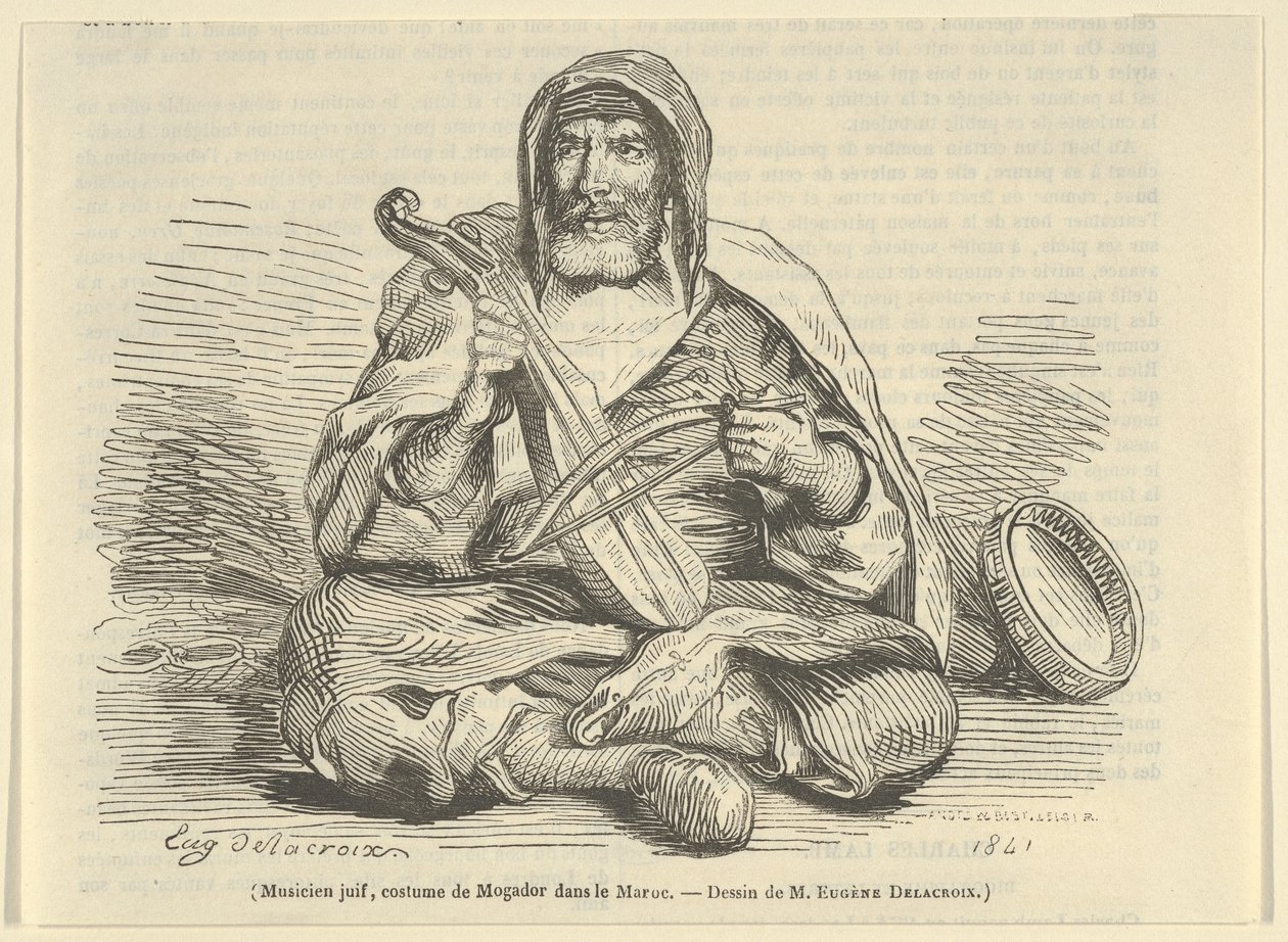 Jüdischer Musiker in Mogador-Kostüm, Marokko von Eugène Delacroix