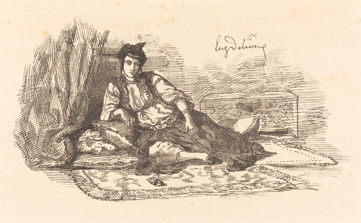 Jüdische Frau aus Algier und eine Straße in Algier von Eugène Delacroix