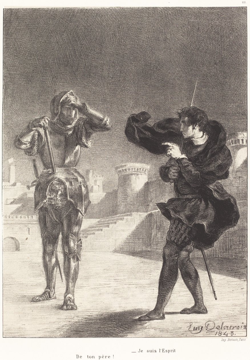 Der Geist auf der Terrasse Akt I, Szene V, 1843 von Eugène Delacroix