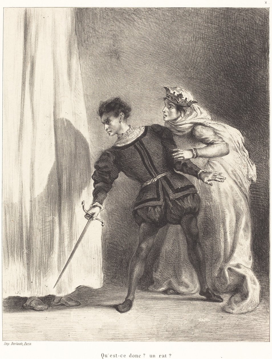 Der Mord an Polonius (Akt III, Szene IV) von Eugène Delacroix