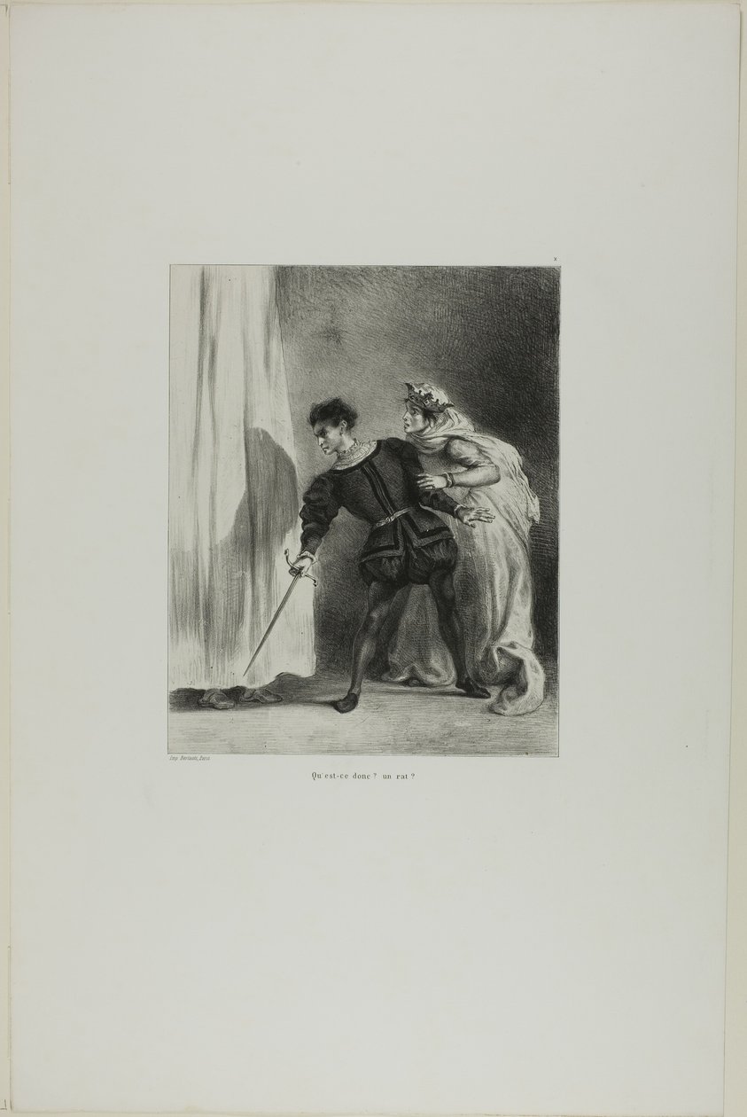 Der Mord an Polonius, Tafel 9 aus Hamlet von Eugène Delacroix