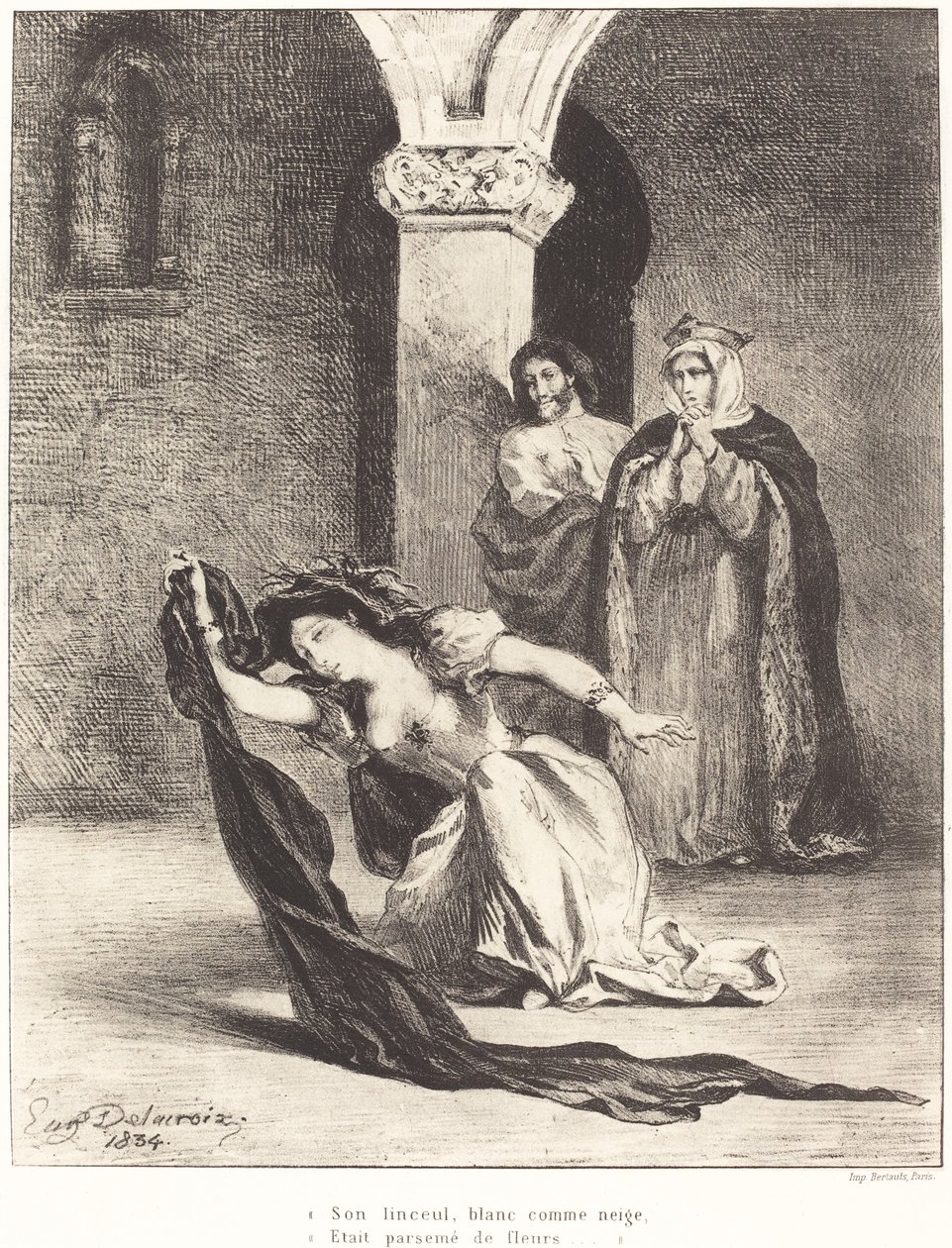 Das Lied der Ophelia Akt IV, Szene V, 1834 von Eugène Delacroix