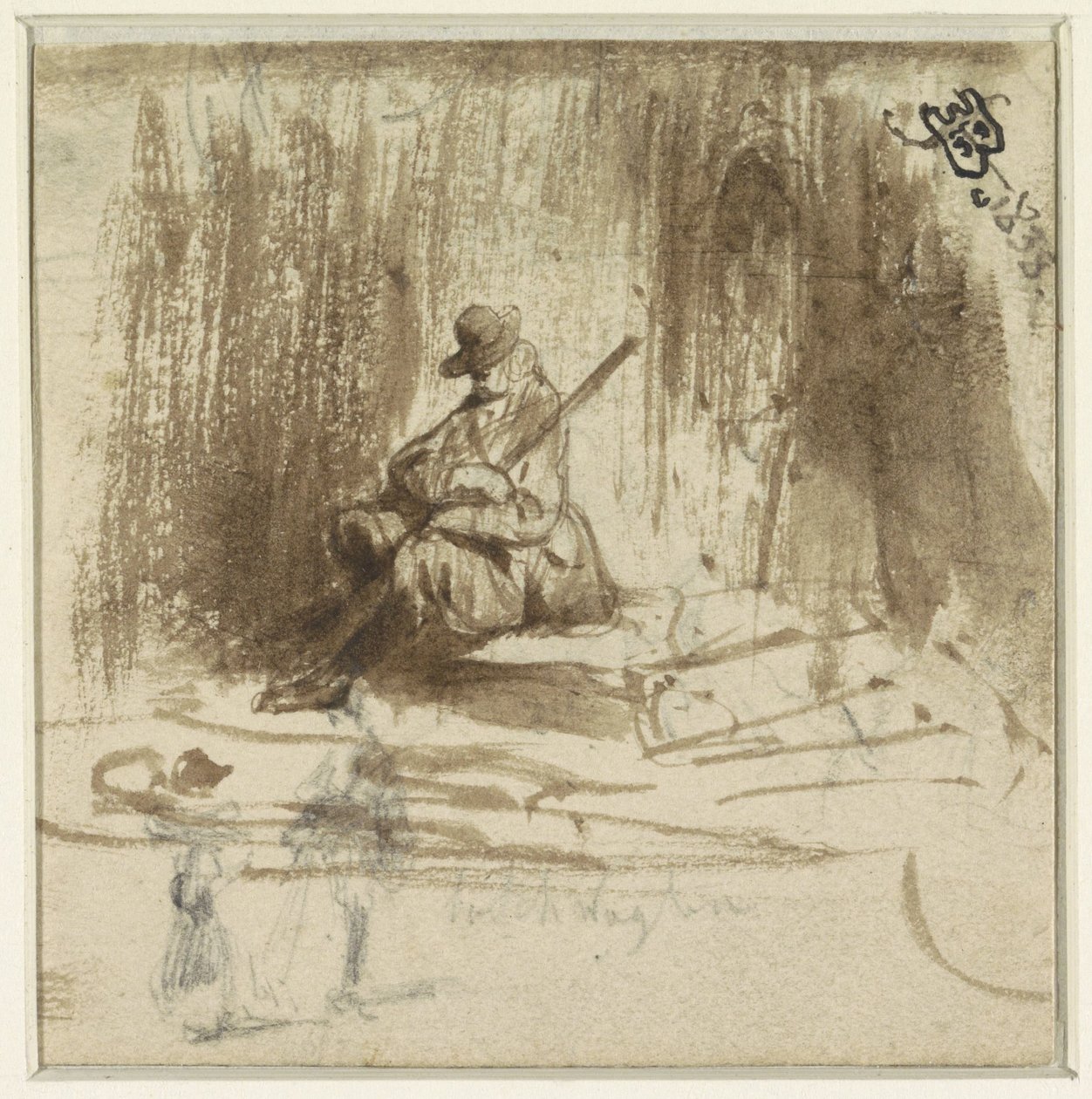 Skizzen eines sitzenden Mannes und zwei stehender Figuren von Eugène François de Block