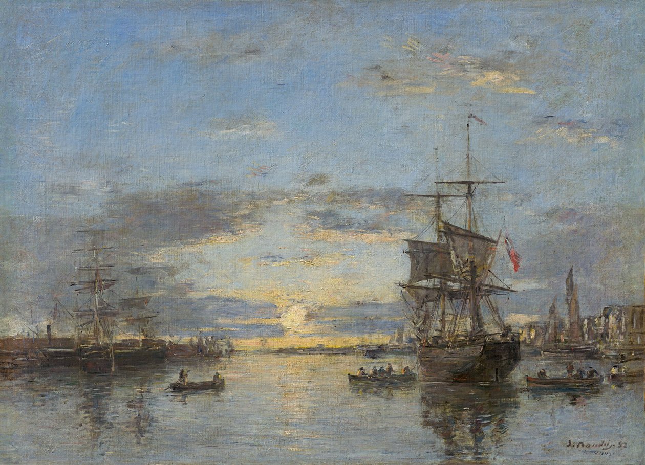 Le Havre: Der Außenhafen bei Sonnenuntergang von Eugene Louis Boudin