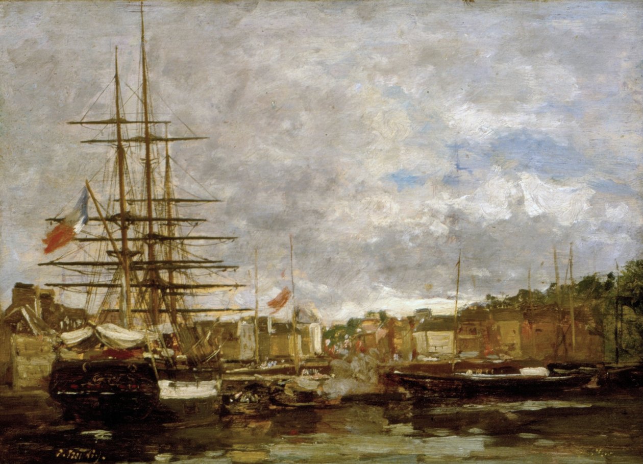Honfleur - Schiffe im Hafen von Eugene Louis Boudin