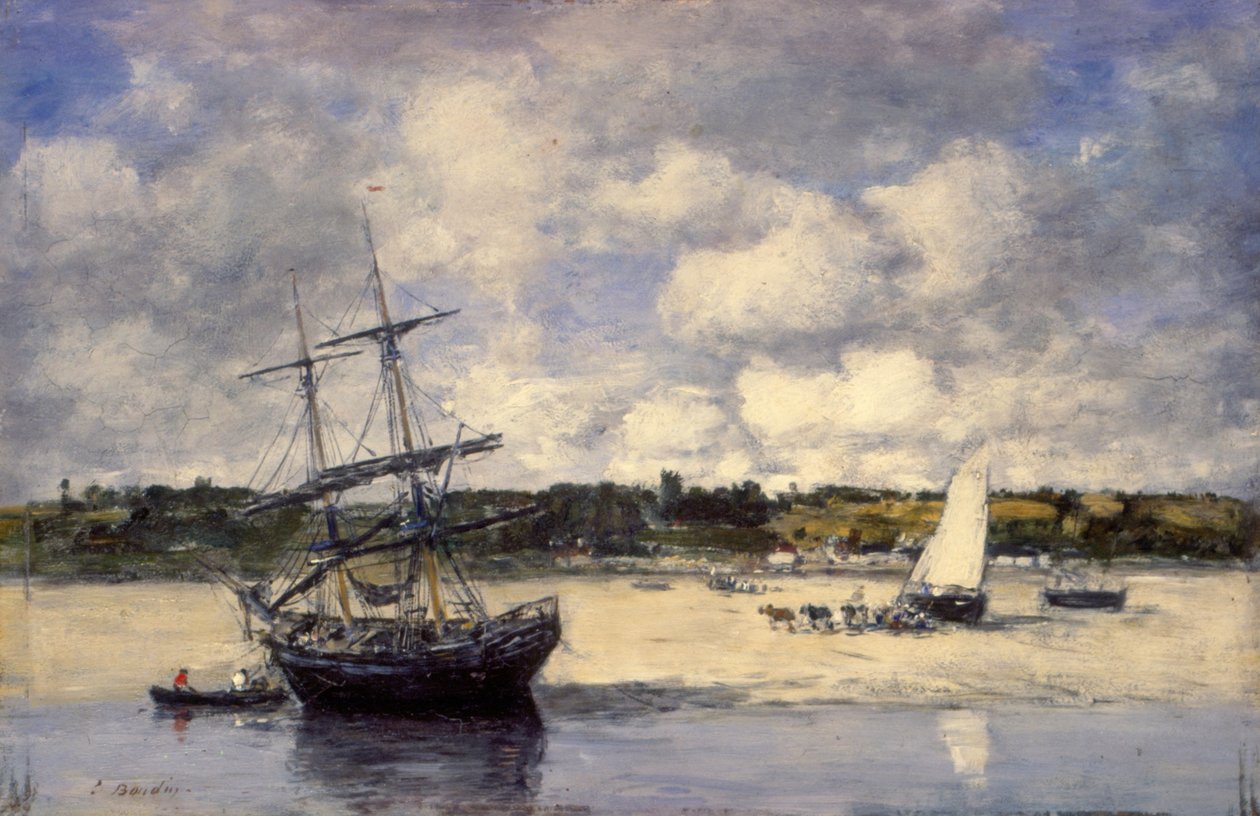 Portrieux - Die Küste bei Ebbe von Eugene Louis Boudin