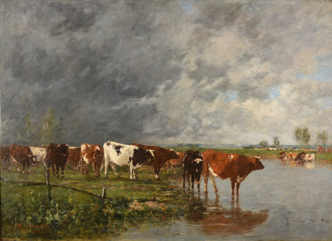 Herde beim Tränken von Eugene Louis Boudin