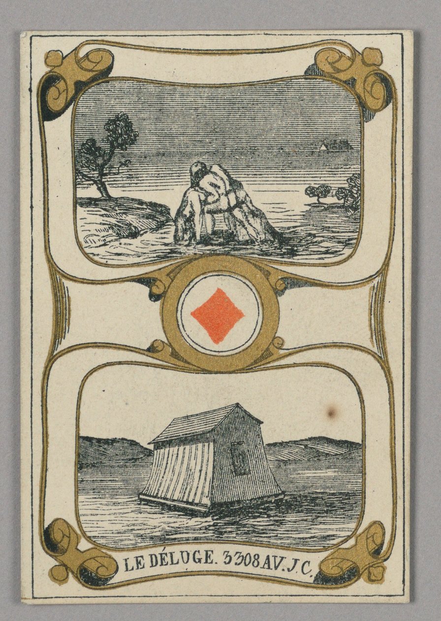 Die Flut, Spielkarte aus dem Set "Cartes héroïques" oder "Des grands hommes" von Eugène Moreau