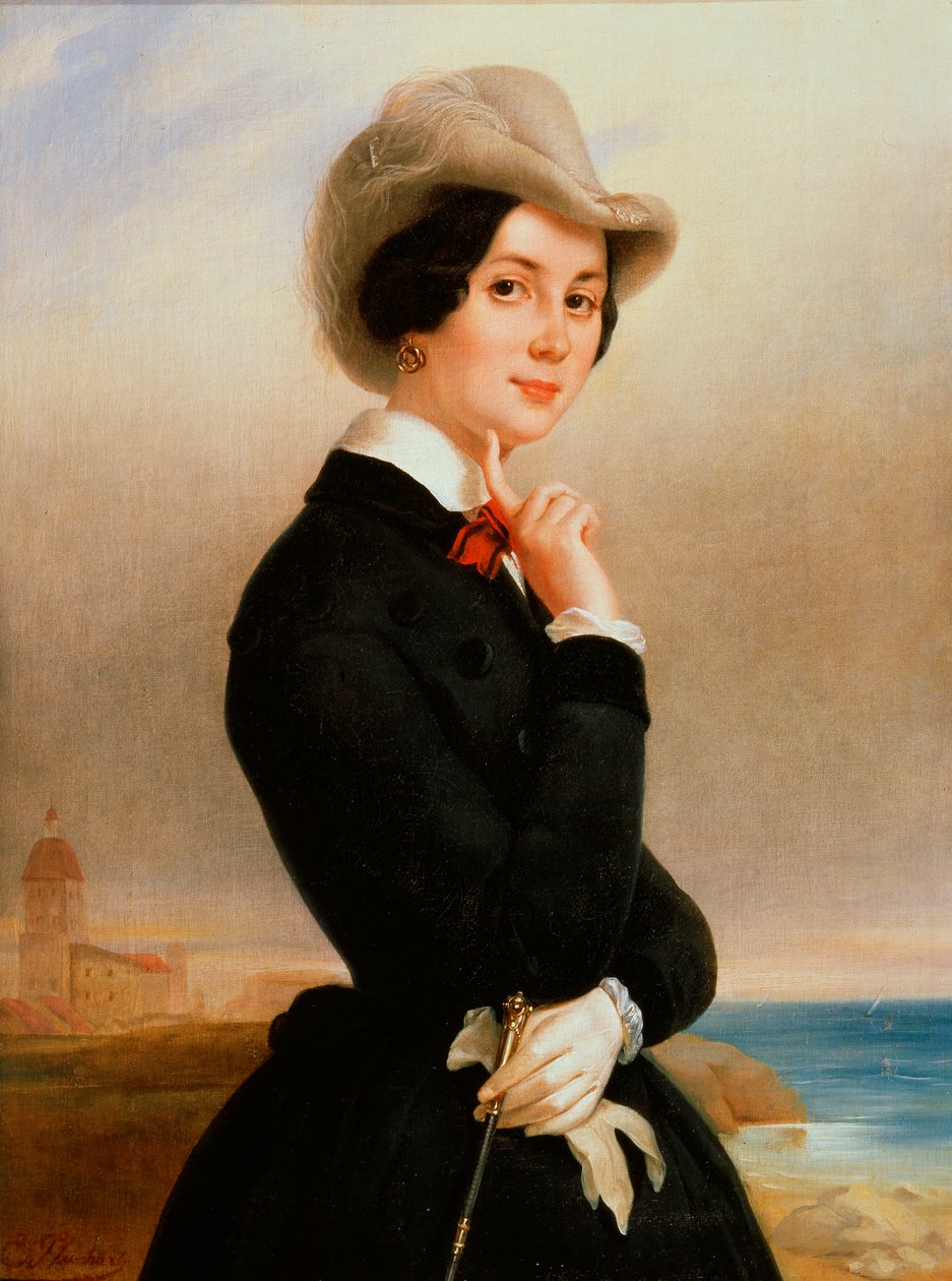Porträt der Schauspielerin des kaiserlichen Theaters Vera Samoylova, 1840er Jahre von Eugéne Pluchart