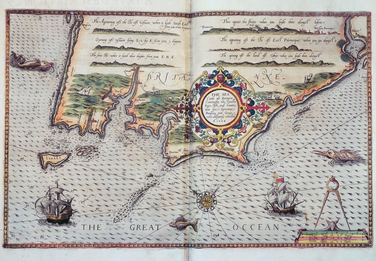Eine Karte der Küste der Bretagne, 1588 von European School