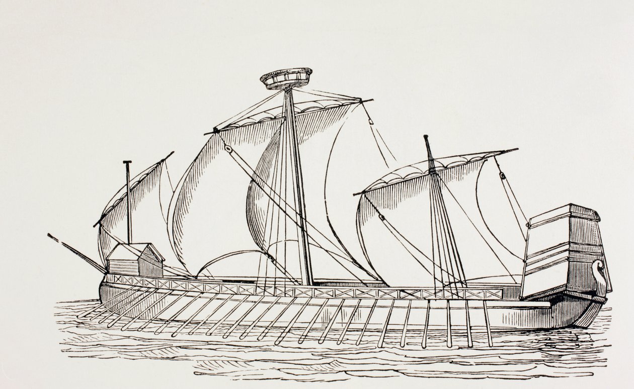 Dreimastige Galeere des 16. Jahrhunderts mit Rahsegeln, ca. 1880 von European School