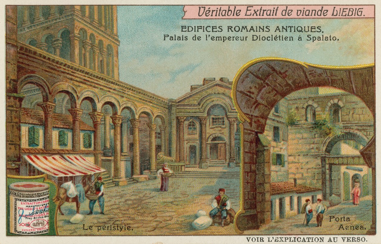 Diokletianspalast in Split in Kroatien mit Detail der Kolonnade und Südlichem Seetor von European School