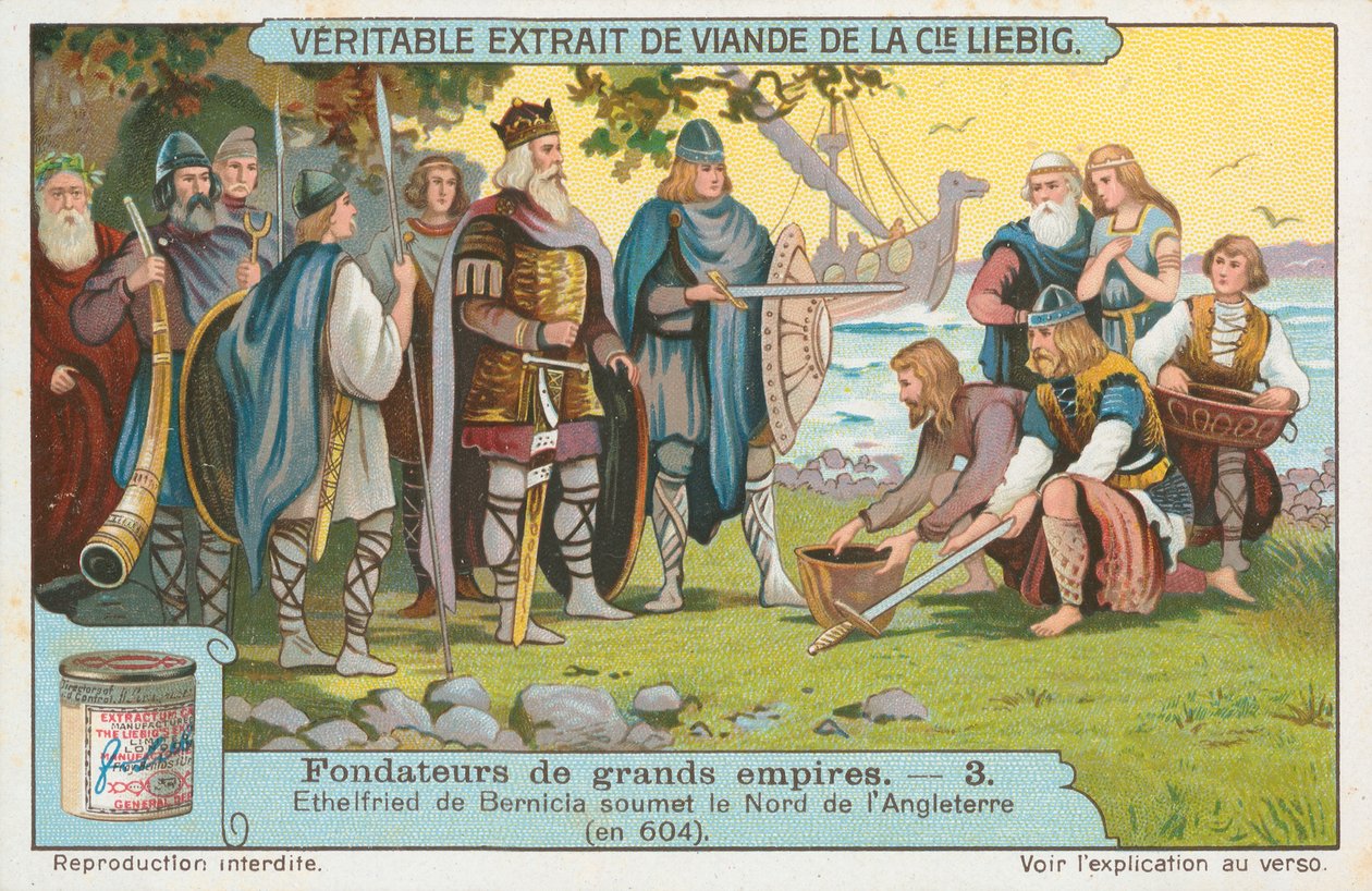 Ethelfried von Bernicia, Liebig-Karte, frühes 20. Jahrhundert von European School