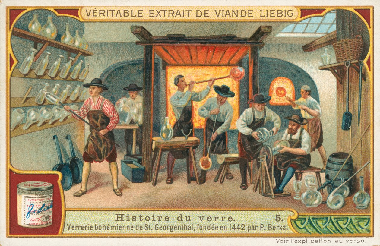 Geschichte des Glases, Liebig-Karte, frühes 20. Jahrhundert von European School