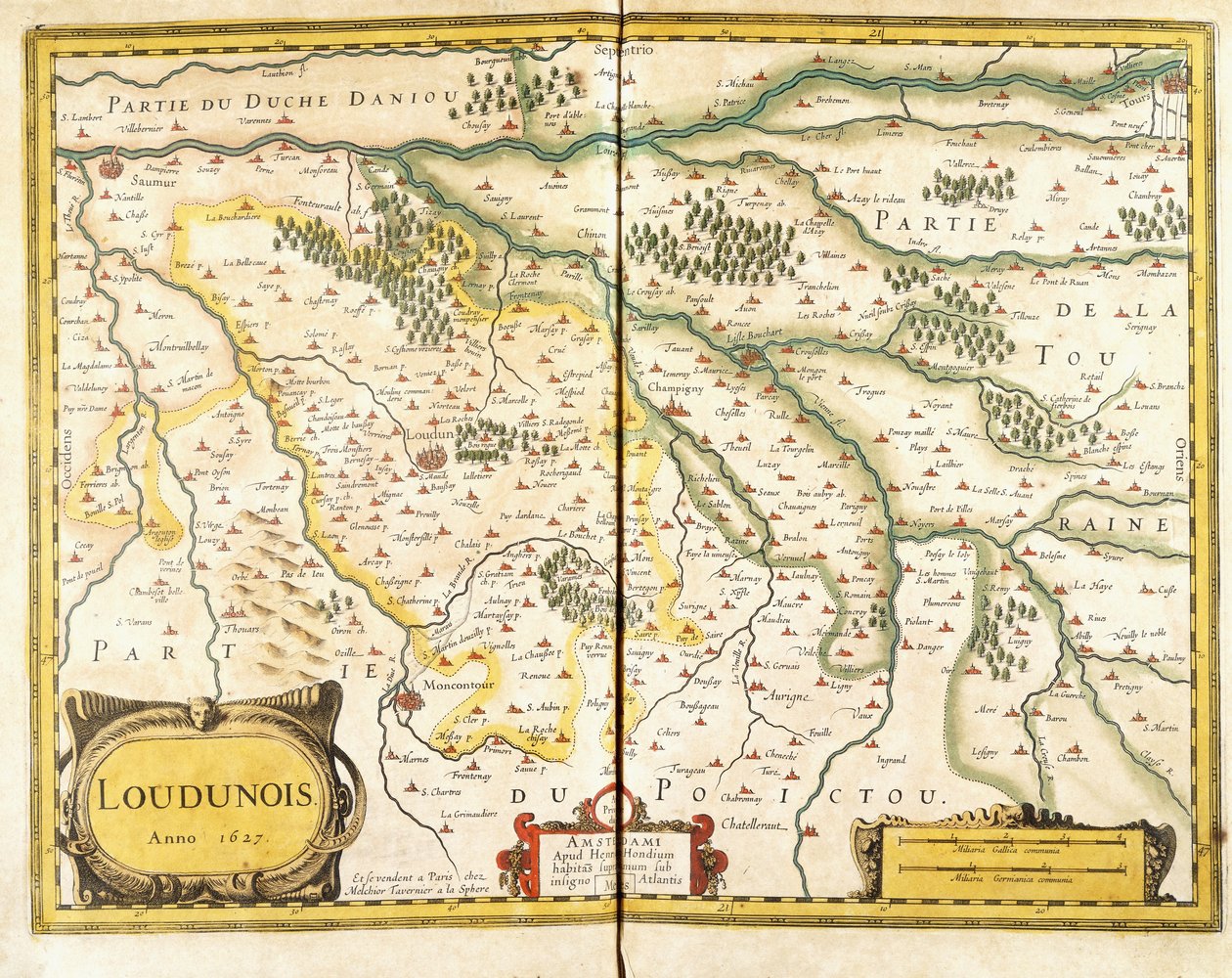 Karte von Loudunois im Jahr 1627, 1631 von European School