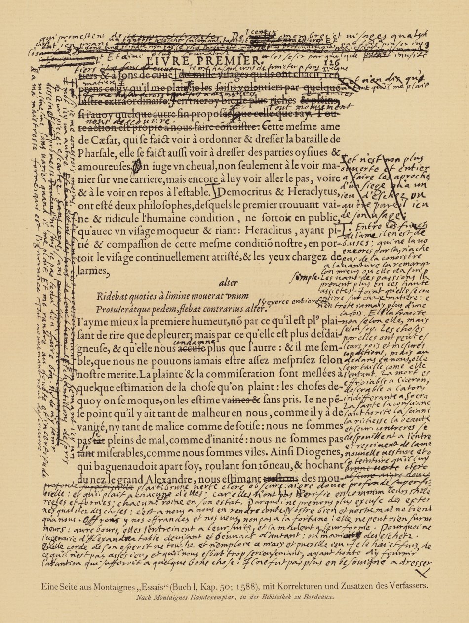Seite aus Montaignes Essais von European School