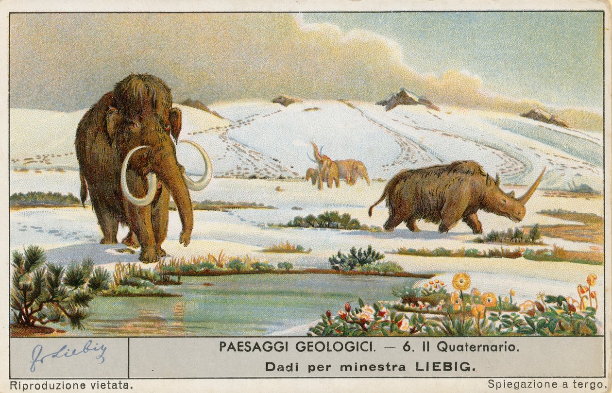 Prähistorische Welt, Liebig-Karte, frühes 20. Jahrhundert von European School