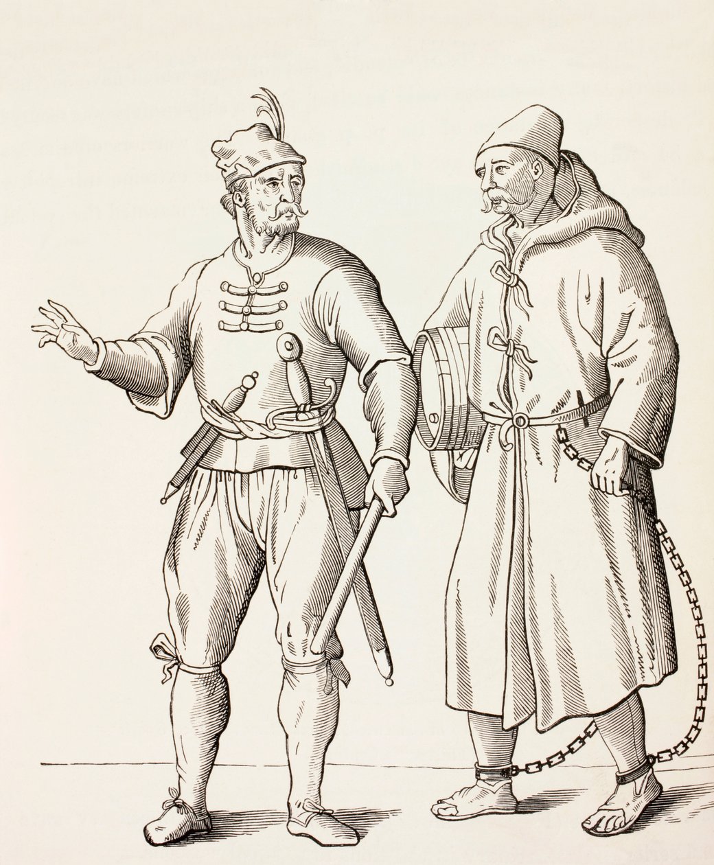 Sechzehnter Jahrhundert Galeerensoldat mit einem Galeerensklaven, ca. 1880 von European School