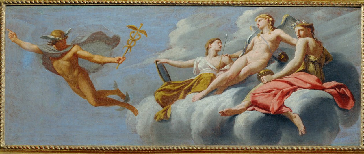Amor befiehlt Merkur, seine Macht der Welt zu verkünden von Eustache (studio of) Le Sueur