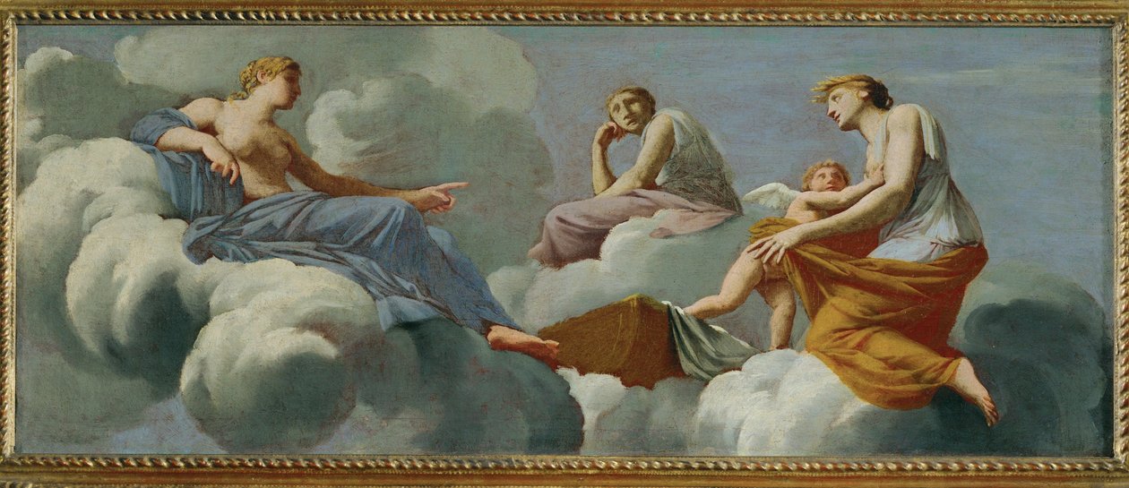 Amor, von seiner Mutter getadelt, flüchtet in die Arme von Ceres von Eustache (studio of) Le Sueur