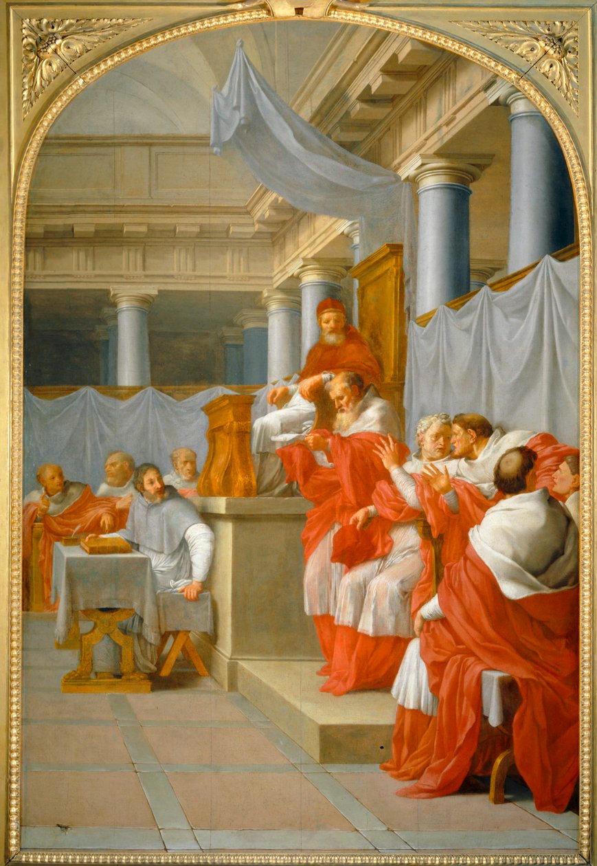 Papst Viktor III. bestätigt die Institution der Kartäuser von Eustache (studio of) Le Sueur
