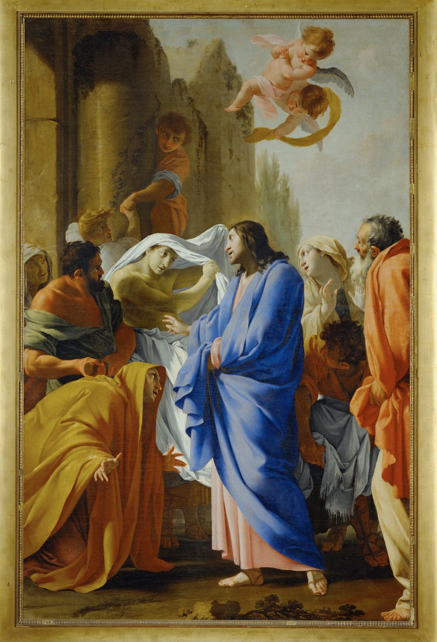 Christus erweckt den Sohn der Witwe von Nain, gemalt vor 1640 von Eustache Le Sueur