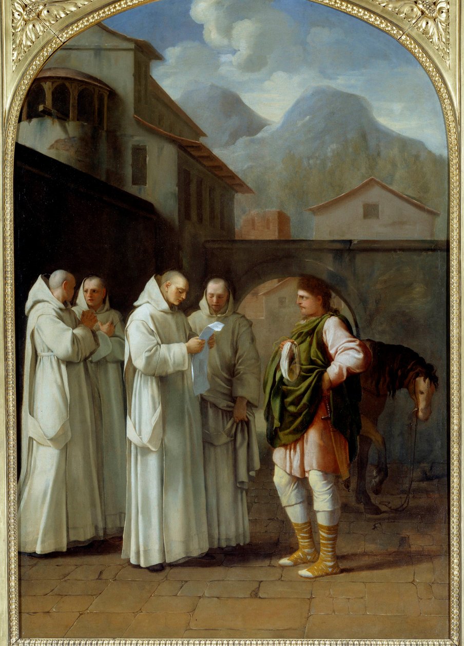 Der heilige Bruno (1030-1101), Gründer des Kartäuserordens, erhält eine Botschaft von Papst Urban II von Eustache Le Sueur