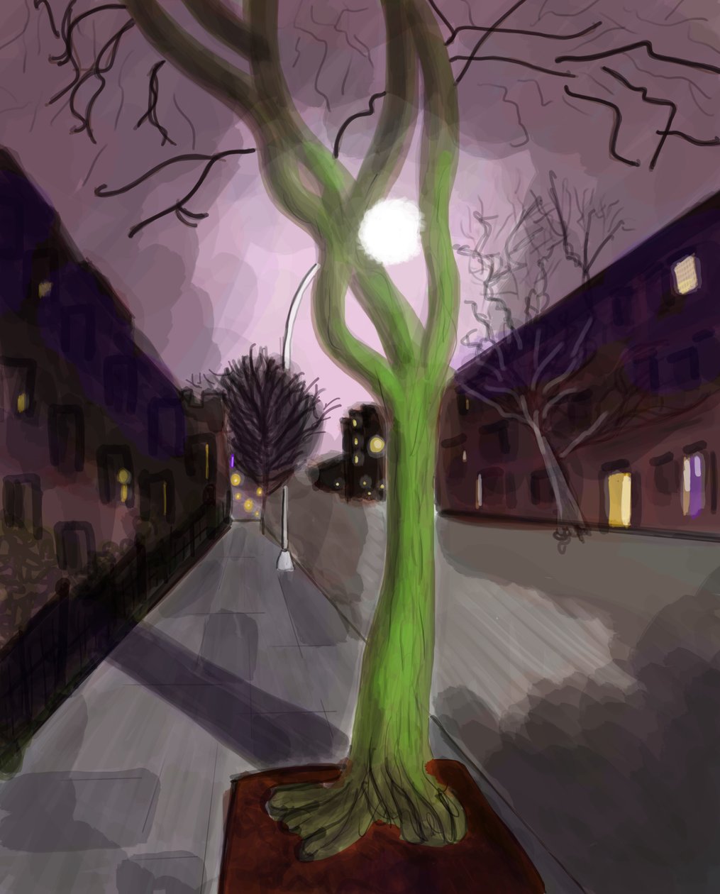 11th Street bei Nacht, Brooklyn von Evan Sklar