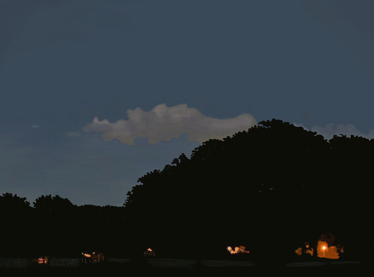 Feld und Himmel in der Dämmerung, Prospect Park, Brooklyn von Evan Sklar