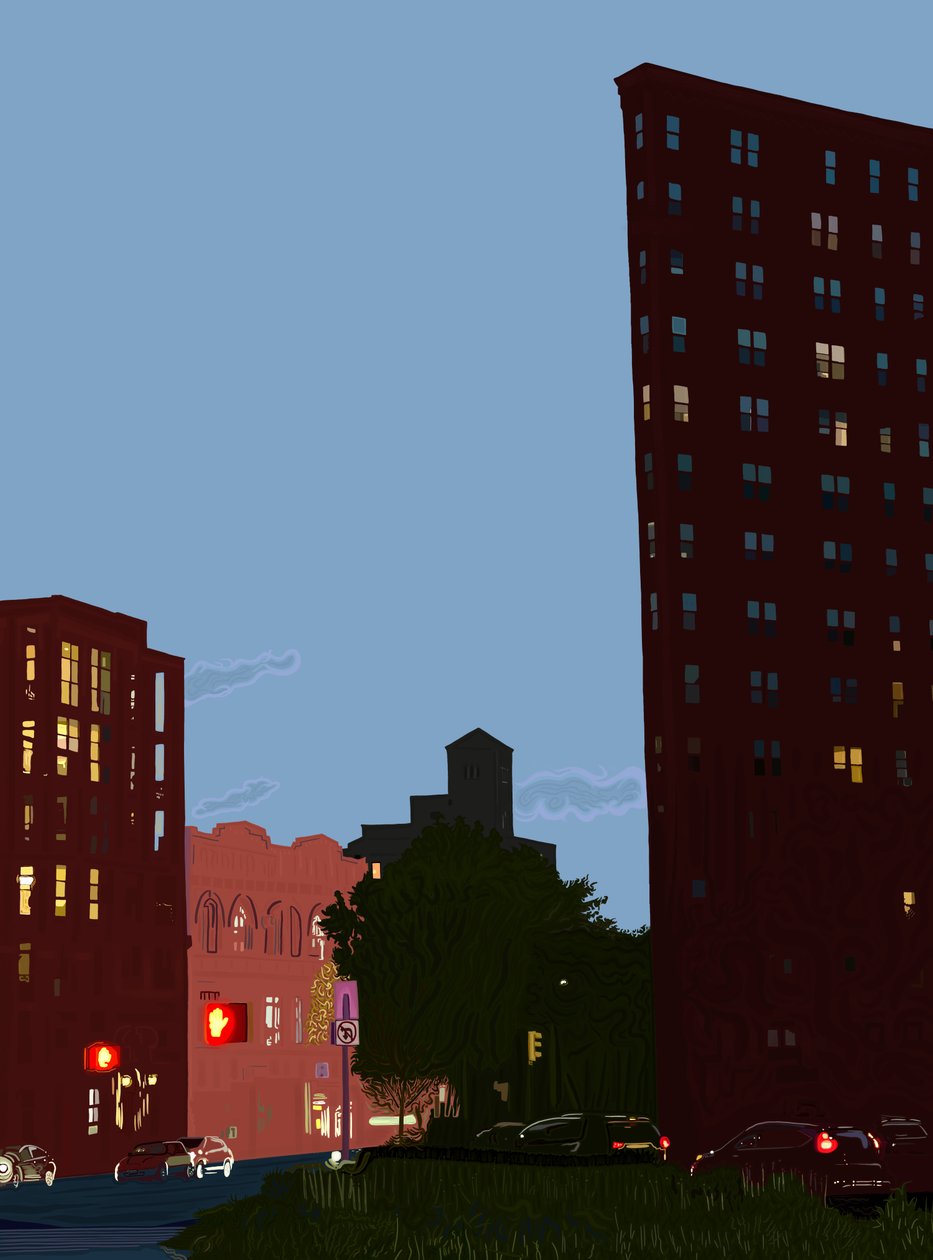 Grand Army Plaza bei Dämmerung, ca. 2020-24 von Evan Sklar