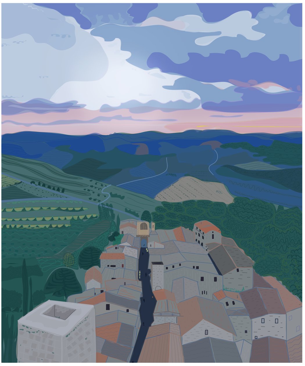 Kleines Dorf in der Toskana, 2015 von Evan Sklar