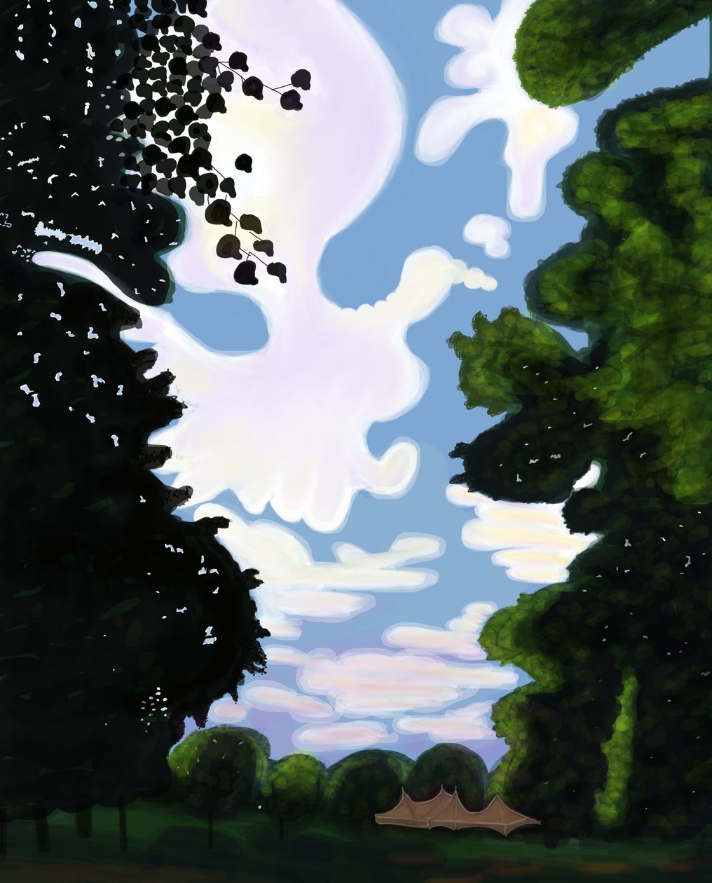 Zelt und Himmel, Prospect Park 2018 von Evan Sklar