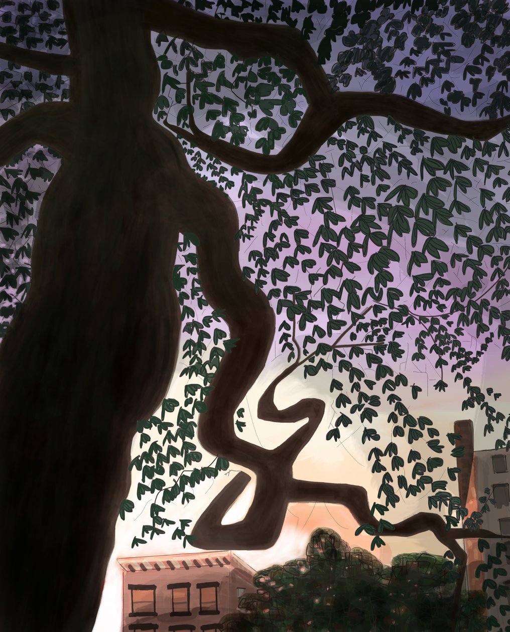 Baum und Allee in der Dämmerung von Evan Sklar