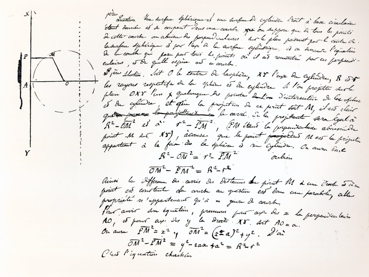 Beginn des Prüfungsskripts von Galois für den Concours General, 1829 von Evariste Galois