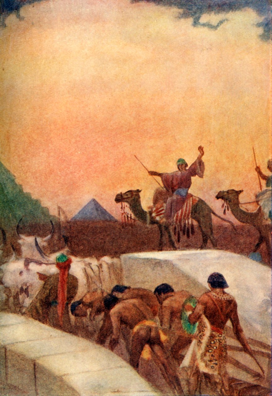 Transport von Steinblöcken für die Pyramiden, 1915 von Evelyn Paul