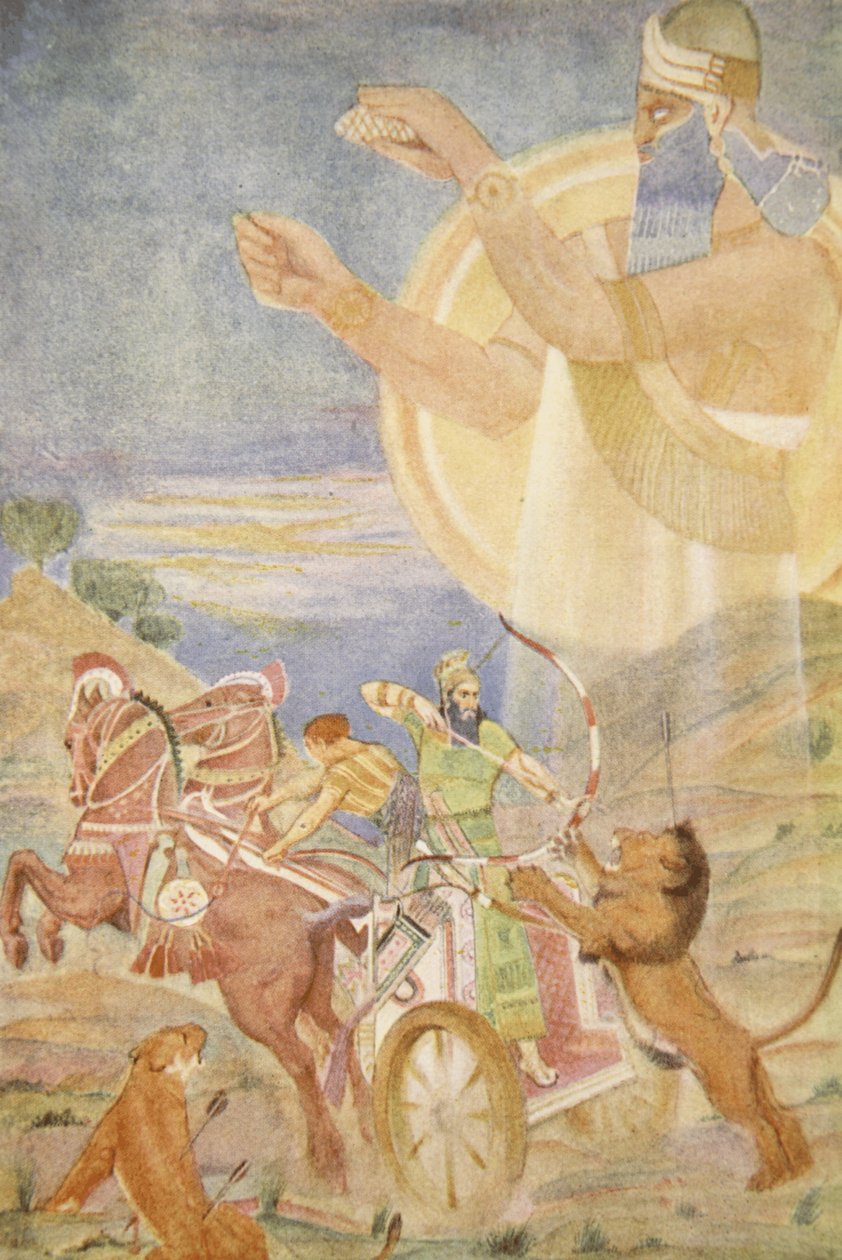 Tiglath-Pileser I. unter der Leitung von Ninib, Illustration aus 