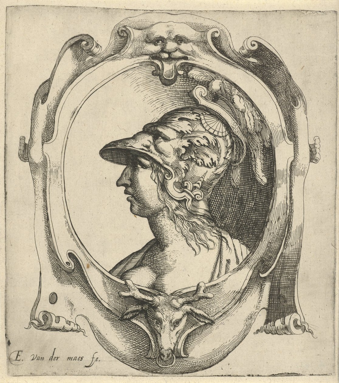 Büste einer jungen Frau mit Helm von Everard Crynsz. van der Maes
