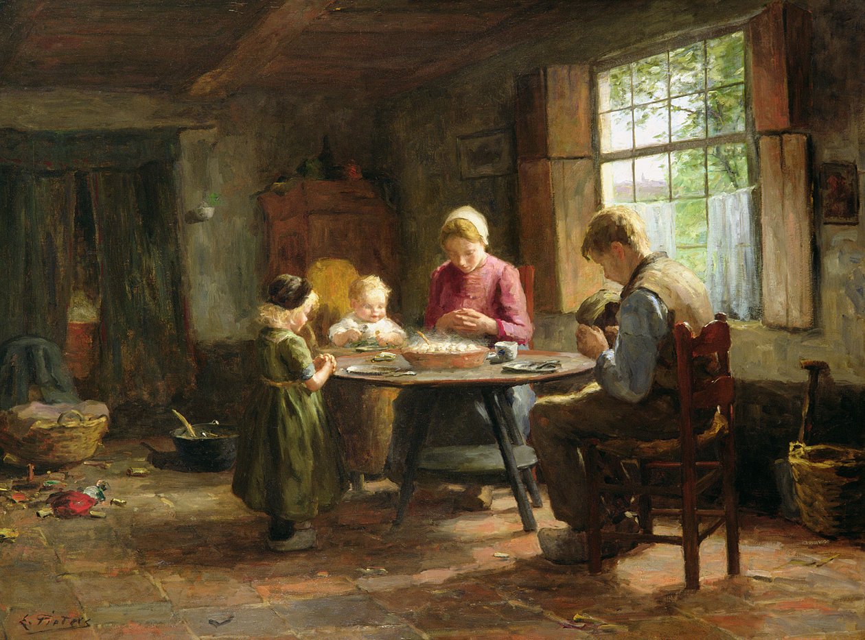 Ein niederländisches Interieur - Tischgebet von Evert Pieters