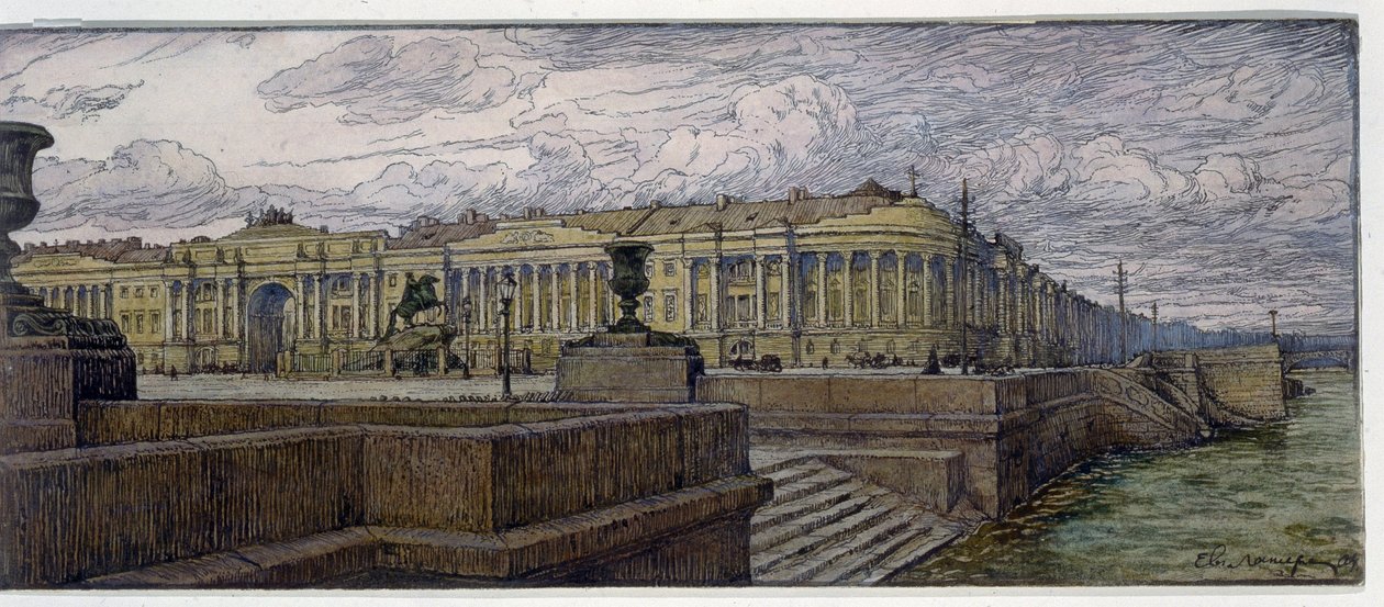 Der Senatsplatz in St. Petersburg. Beschreibung der Gebäude am Ufer der Newa von Evgeni Evgenievitch Lanceray