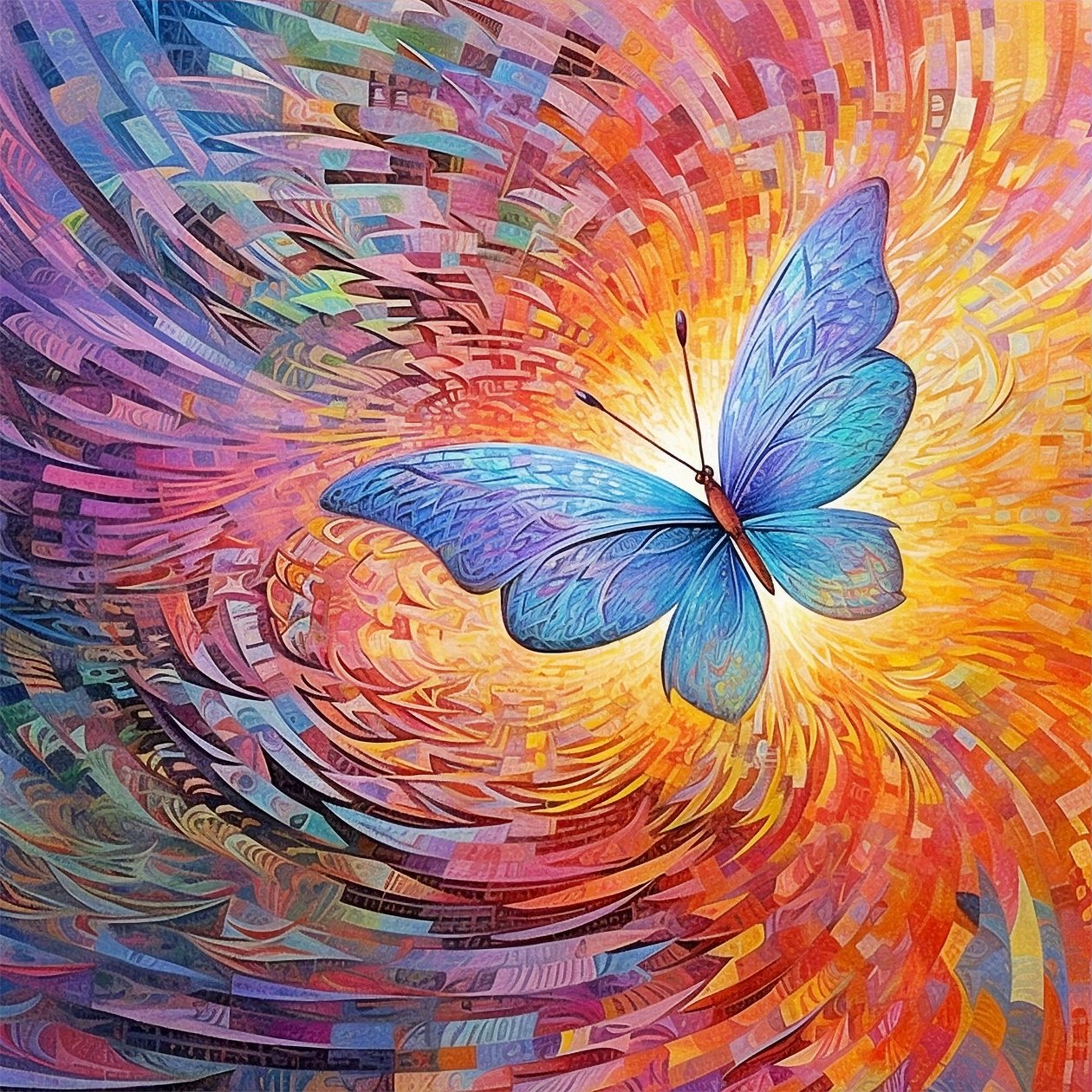 Schmetterling abstraktes buntes Gemälde, Generative AI Metamorphose Poster von F. Abderrahim