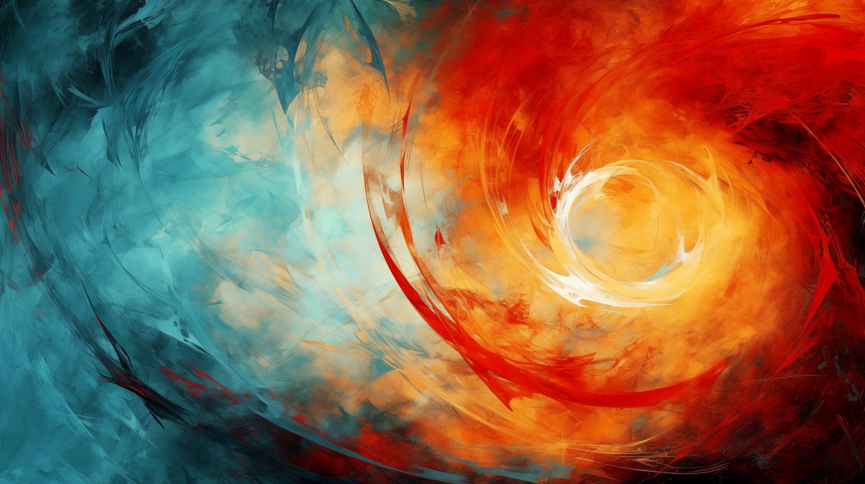 Orange und Blau, Leinwanddrucke, moderne Wohnzimmerdeko von F. Abderrahim